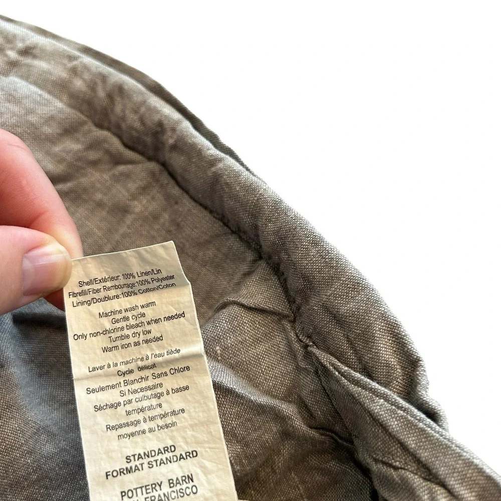 Pottery Barn Standard‎ Belgian Linen Sham Quilted Pillow Case Envelope Closure